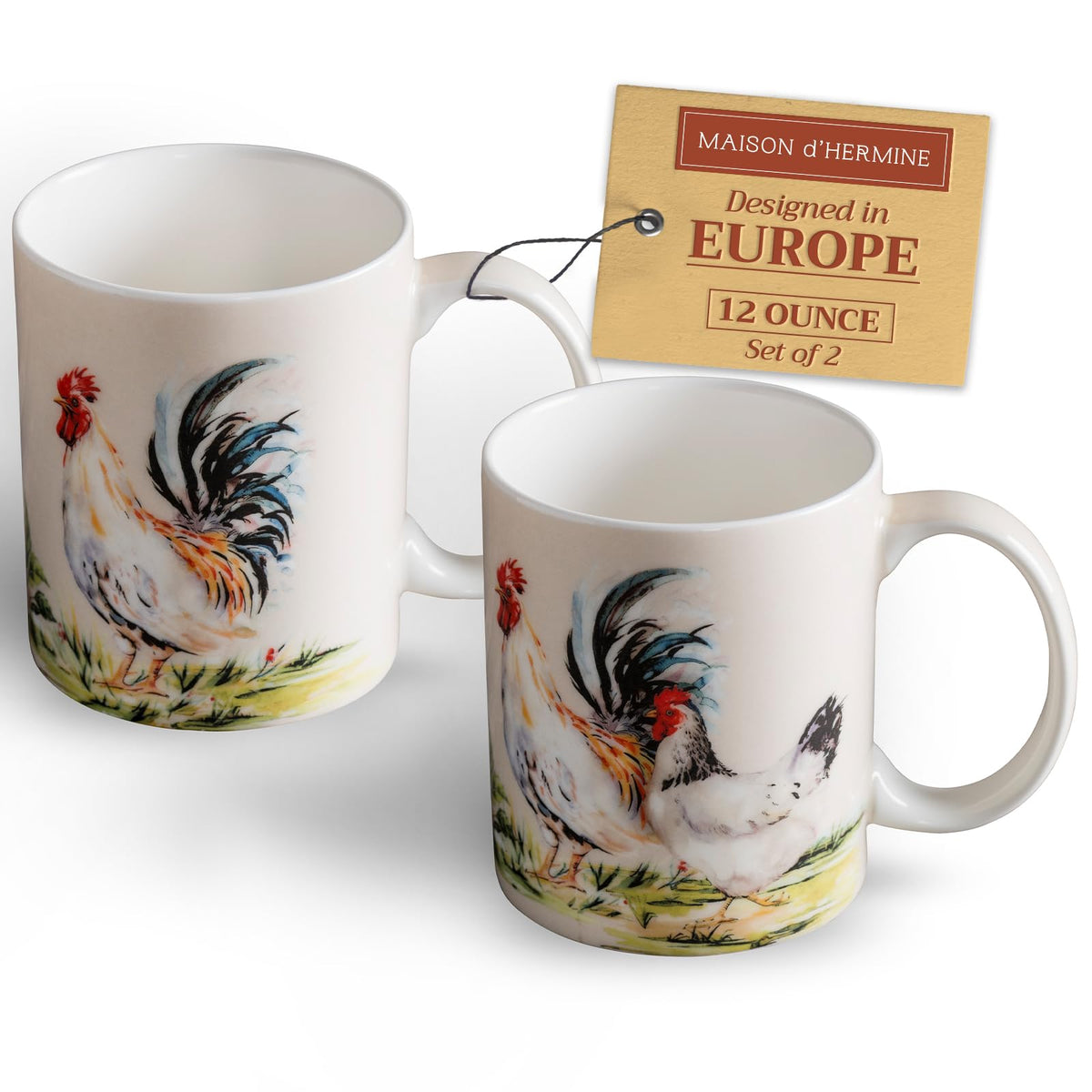 Maison d' Hermine Coffee Mug with Handles Tea Cups (15 Ounce, Pack of 1)