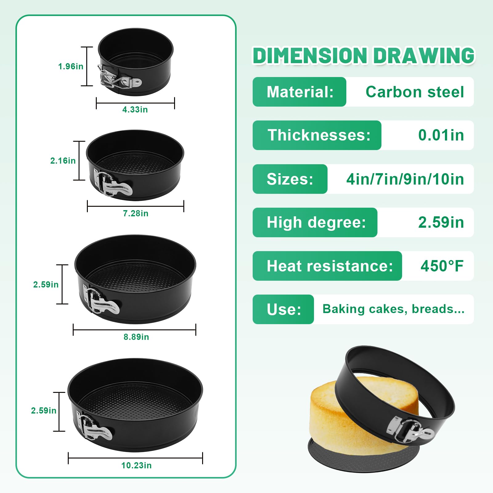 AGIgear Springform Cake Pan Set,Non-Stick Springform Pans Set of 4