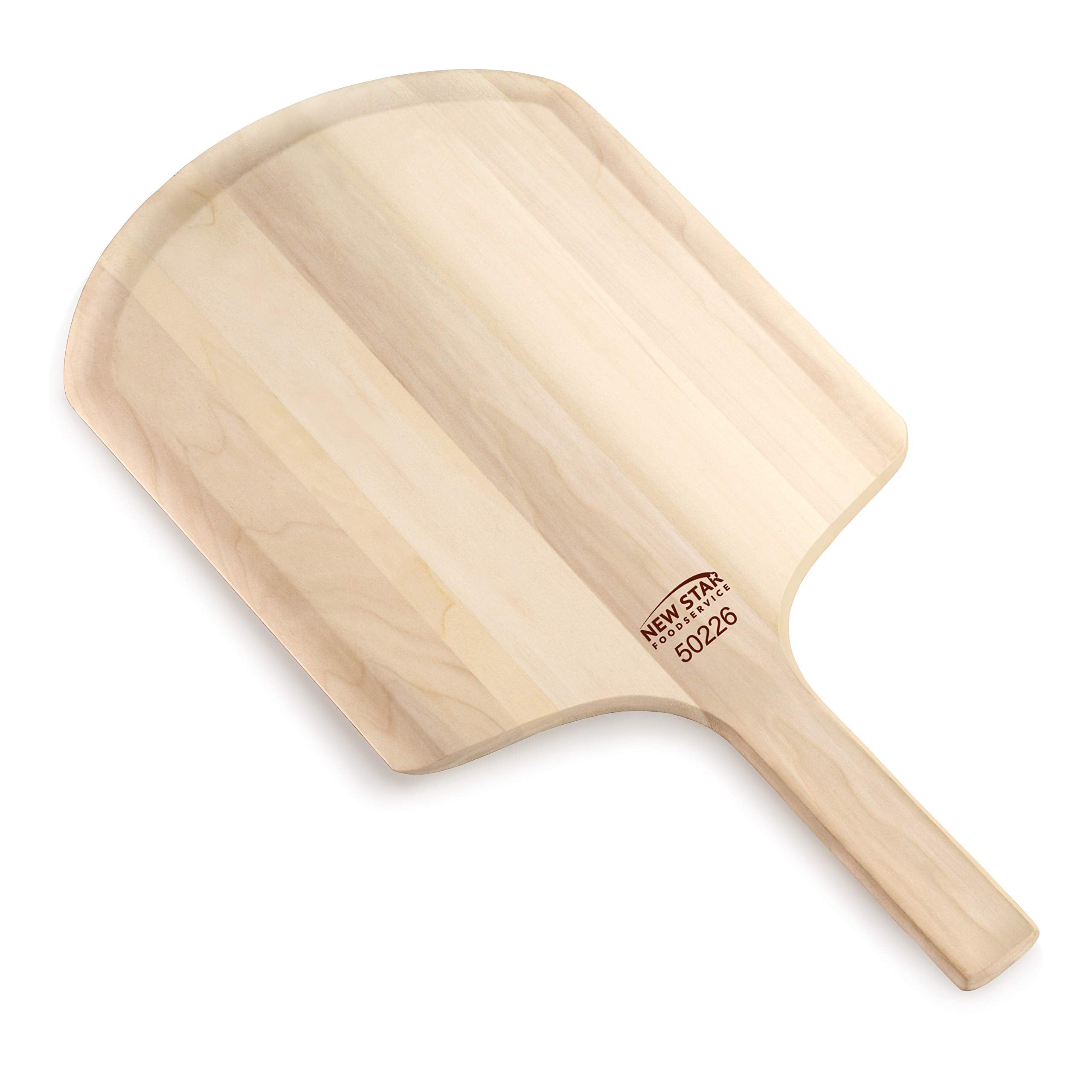 New Star Foodservice 50226 Restaurant-Grade Wooden Pizza Peel, 14" L x 12" W Plate, with 8" L Wooden Handle, 22" Overall Length