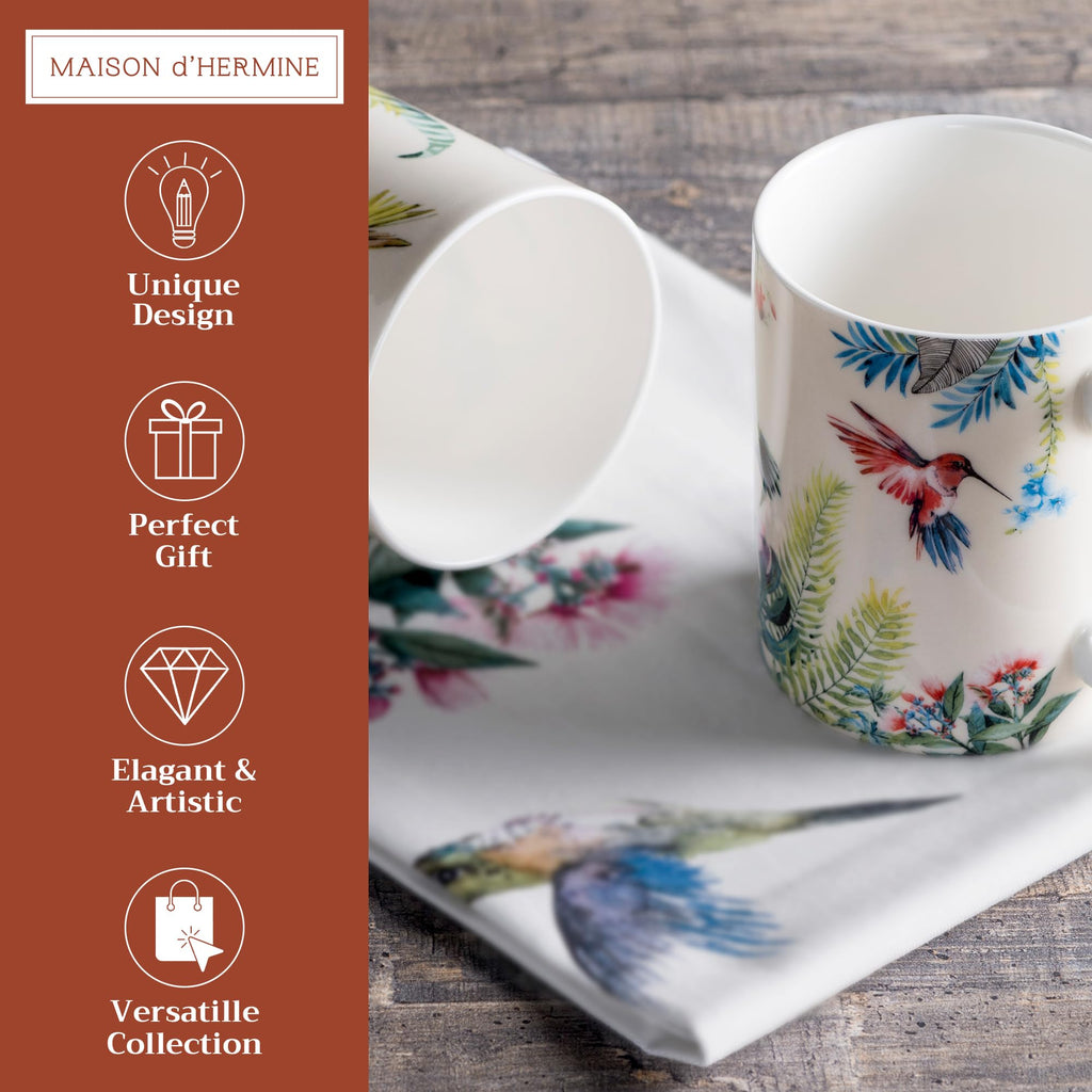 Maison d' Hermine Coffee Mug with Handles Tea Cups (15 Ounce, Pack of 2)
