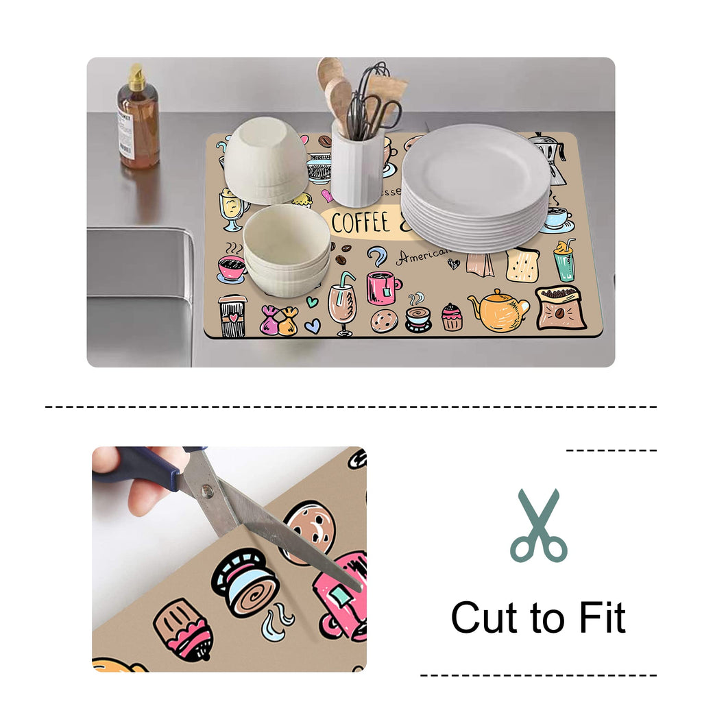 Drip Tray for Coffee Maker,Coffee Pot Mat for Countertops,Coffee Dish Drying Mat for Kitchen Counter Decor,Absorbent Reversible Microfiber Dish Drying Pad Dish Cafe Drainer Rack,pet Water Bowl Mats