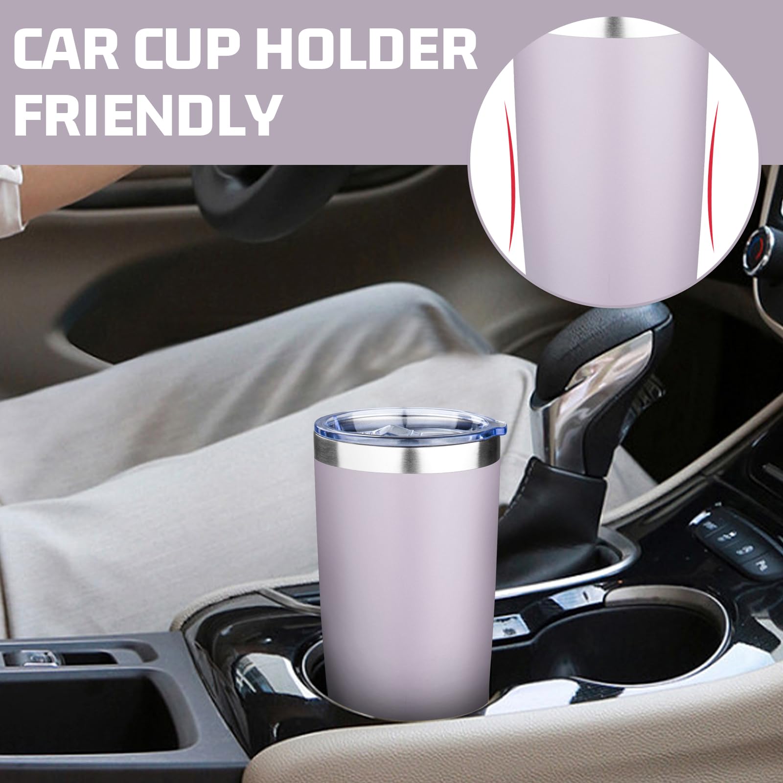 FLIFQI 20oz Tumbler with Lid Double Wall Vacuum Insulated Travel Coffee Mug Stainless Steel Thermal Cup Powder Coated Sturdy Coffee Tumbler Bulk for Hot and Cold Beverage (Purple,6)