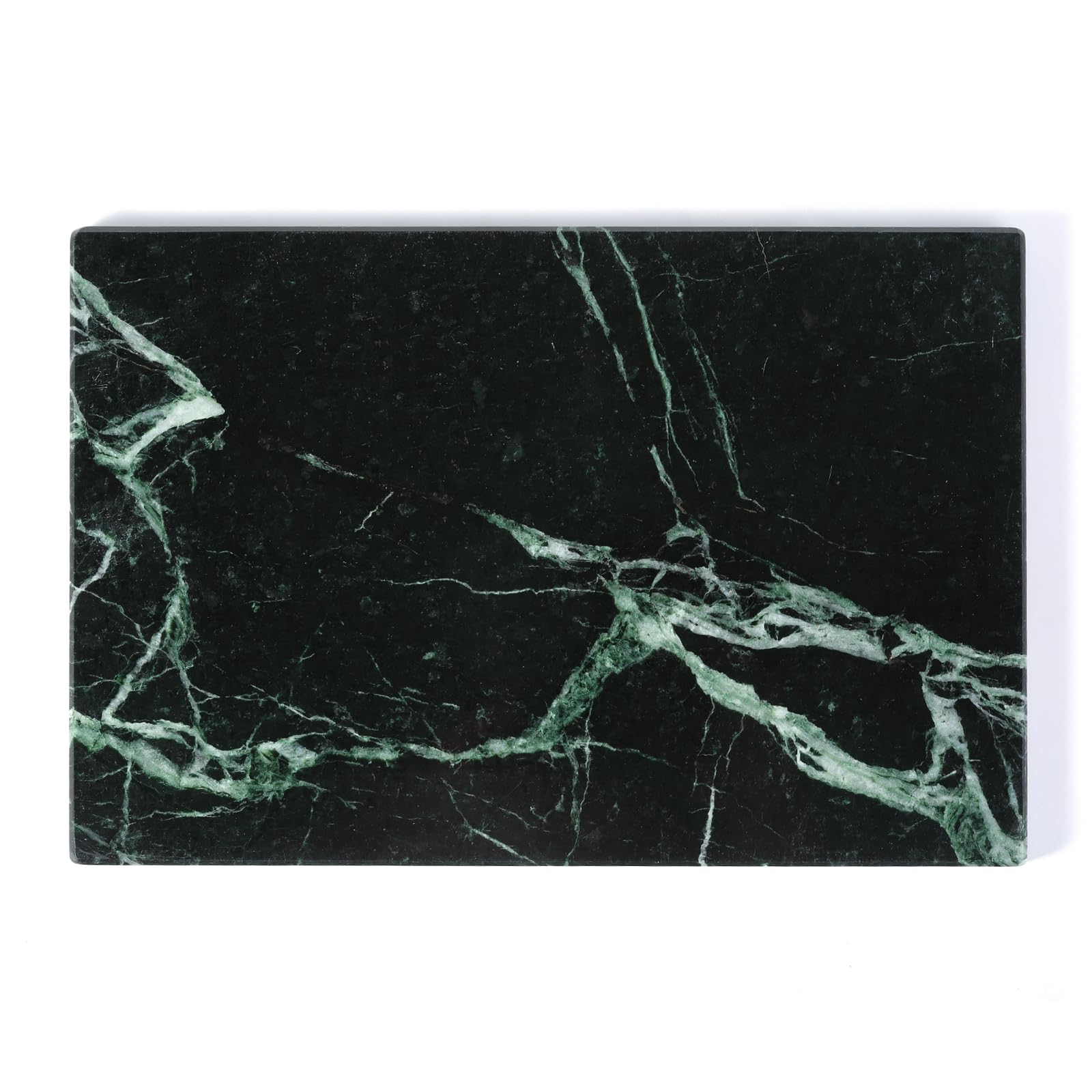 Koville Natural Green Marble Cutting Board for Kitchen Pastry Bread Macaron Display, 12" x 8" Real Stone Slab Marble Cheese Board for Home Countertop, Bathroom Perfume Tray Candle Plate