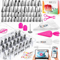 RFAQK 74PCs Icing Piping Bags and Tips Set for Beginners to Decorate Cake
