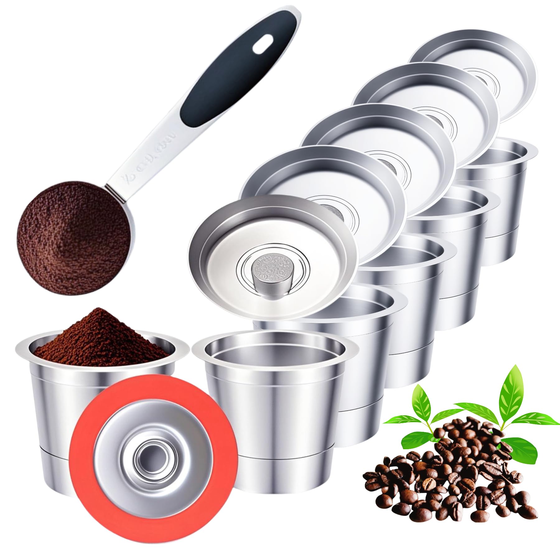 JavaNest 6 Pack Reusable K Cups for Keurig 2.0 & 1.0, Stainless Steel Reusable Coffee Pods for Keurig, Reusable Pods, Refillable Coffee Filter with Scoop & 6 Extra Seals (6 * new for Keurig 2.0 & 1.0)