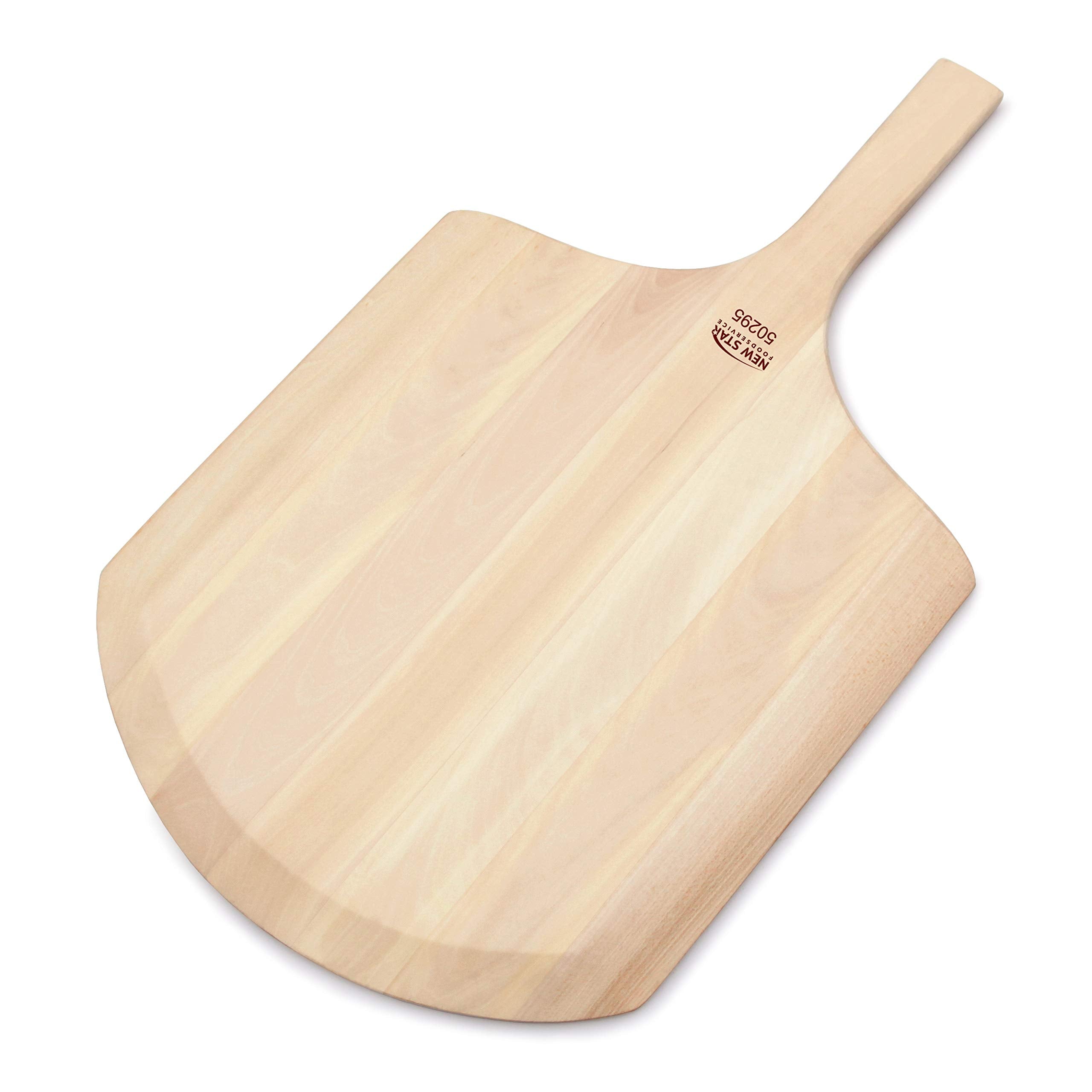 New Star Foodservice 50295 Restaurant-Grade Wooden Pizza Peel, 16" L x 14" W Plate, with 8" L Wooden Handle, 24" Overall Length