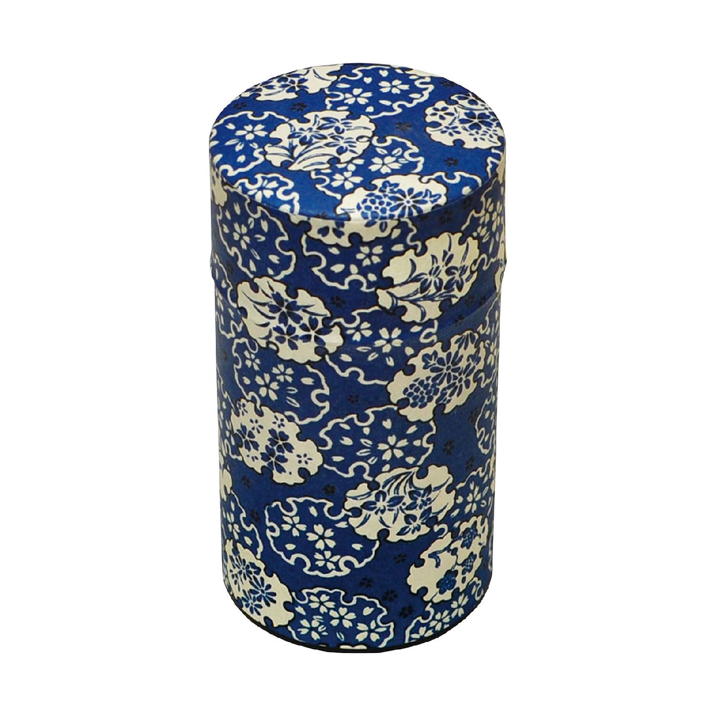 Waraku Fuuka Japanese Pokkan Matcha Coffee Spice Tea Tin Canister Washi Paper Storage with Lid 7.05 oz Capacity (Hana Yukiwa)