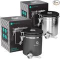 Coffee Gator Coffee Canister, 2pack 16oz Airtight Stainless Steel Kitchen Food Storage Container with Date Tracker, Scoop for Grounds Coffee Bar Accessories, Beans, Tea, Sugar, Flour - Gray&Silver