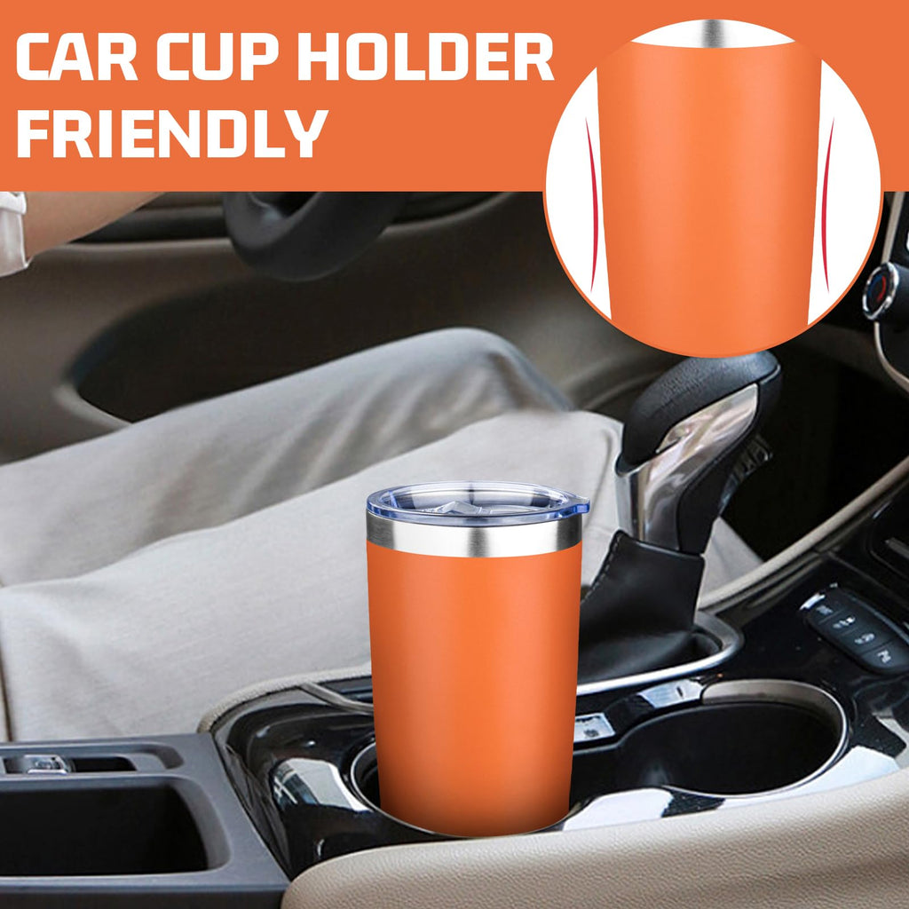 20oz Tumbler with Lid Double Wall Vacuum Insulated Travel Coffee Mug Stainless Steel Thermal Cup Powder Coated Sturdy Coffee Tumbler Bulk for Hot and Cold Beverages (Green-Teal-Orange-Yellow,4)