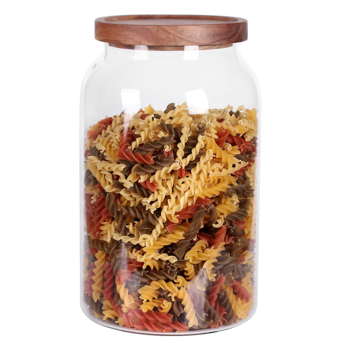 Large Glass Jar with Airtight Lid Set of 2 93 FL OZ(2750ml) glass canister set, Glass Food Containers Wooden Lid Suit for Kitchen Pantry for Flour, Tea, Coffee Beans, Sugar, Cookies(8.8 inch high)