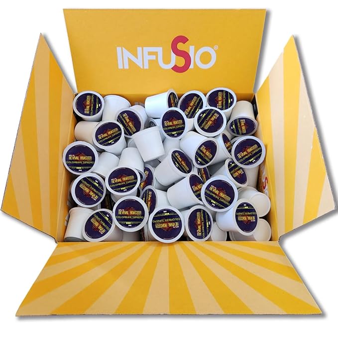InfuSio Coffee Pods – 96 Count, Colombian Supremo (Medium Roast Coffee) Single Serve Coffee Pods for Keurig K Cup® Brewers, Compatible with Keurig 2.0 Brewers