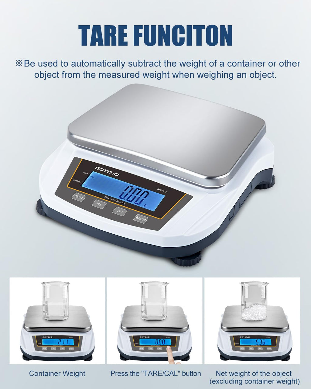 GOYOJO Analytical Balance, 5000g x 0.01g Lab Scale, High Precision Digital Scientific Scale with Stainless Steel Pan, 19 Units, Tare & Piece Counting for Laboratory, Jewelry and Kitchen