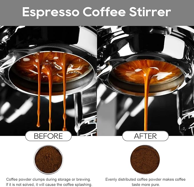 WDT Tool Espresso Stirrer, 22 Needle Espresso Distribution Tool for 58mm Portafilters, Professional Espresso Distributor Coffee Powder Stirring Tool, Black