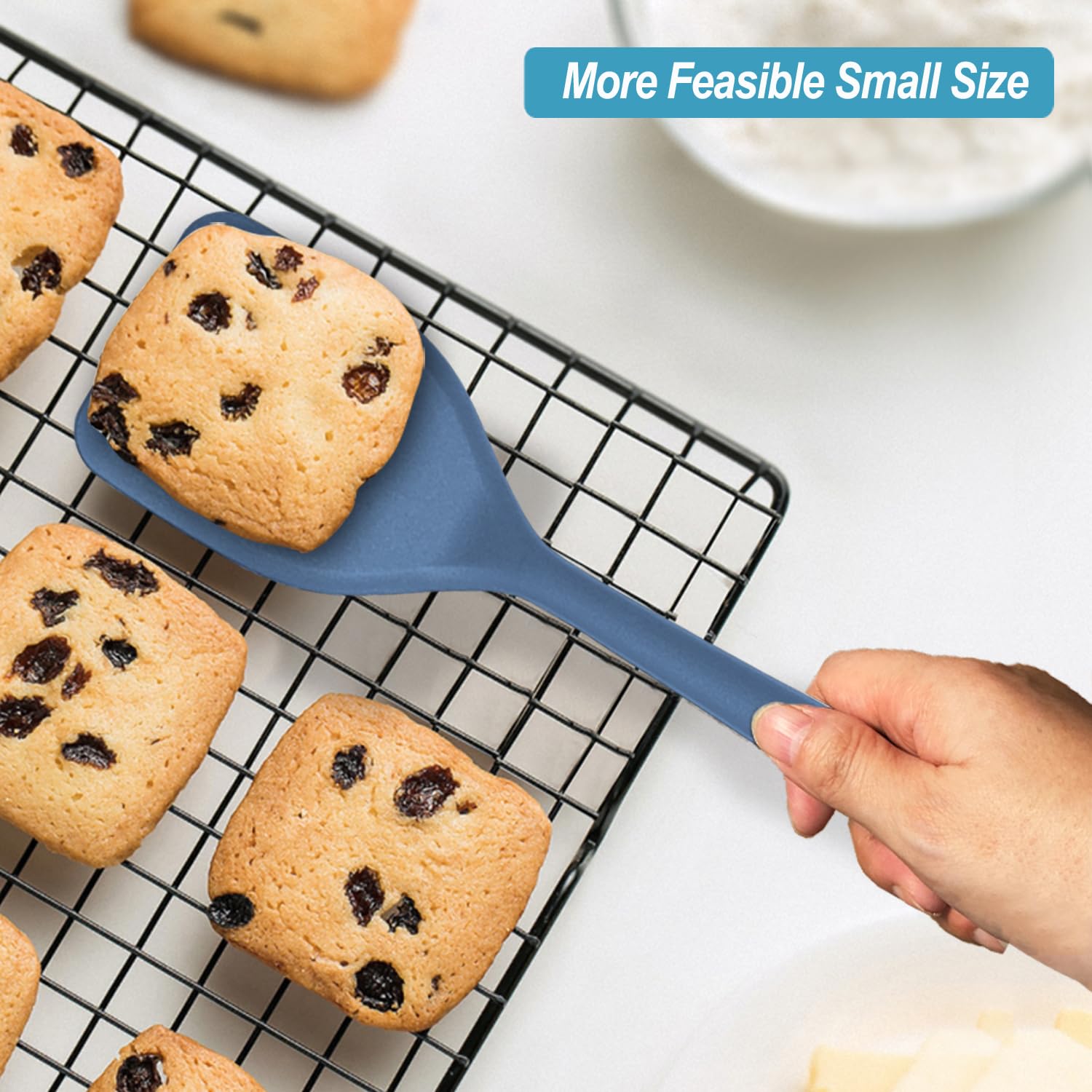 Silicone Spatula Turner Set, High Heat Resistant Spatulas with Seamless One Piece Design, Nonstick Rubber Flippers Utensils for Baking & Cooking,BPA-Free, Starry Blue,11IN