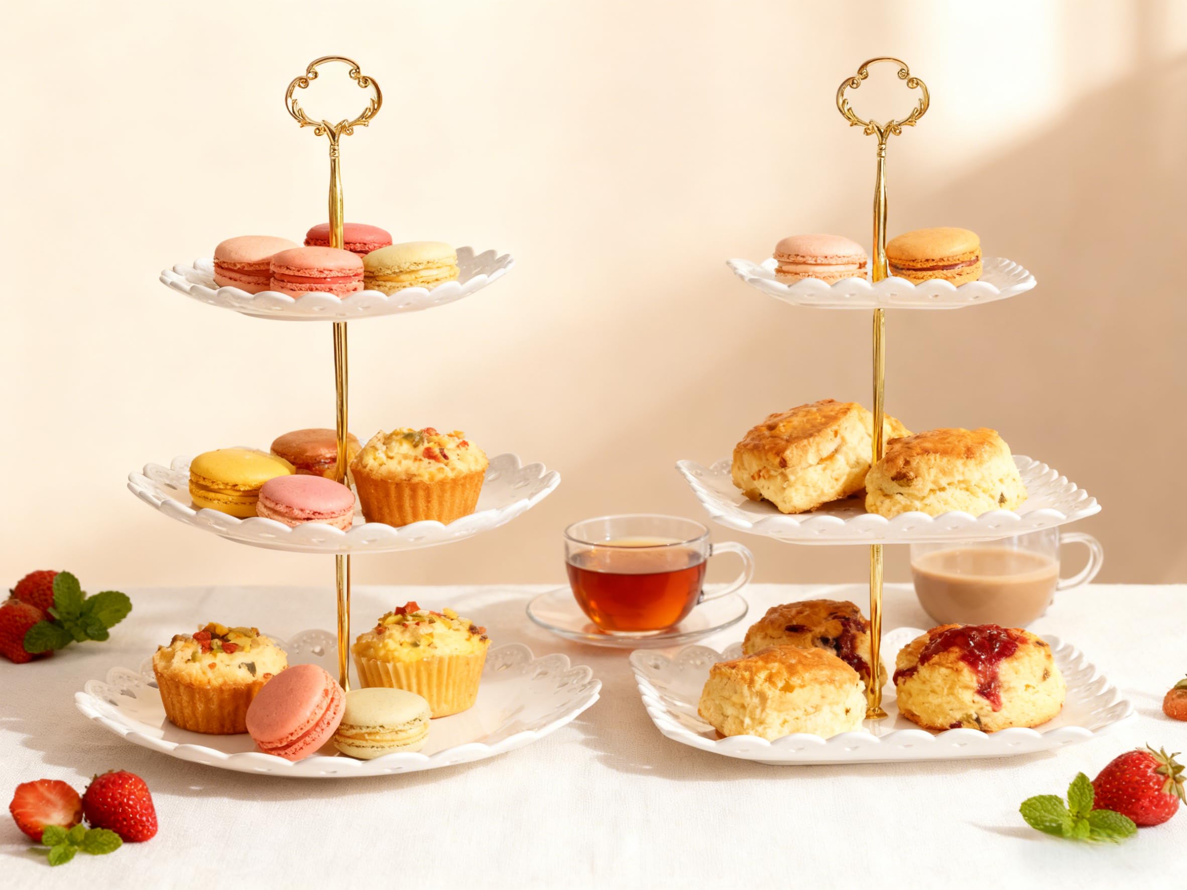2 Pack of Plastic Dessert Cupcake Stand, 3 Tier Cup Cake Holder Tower Stand