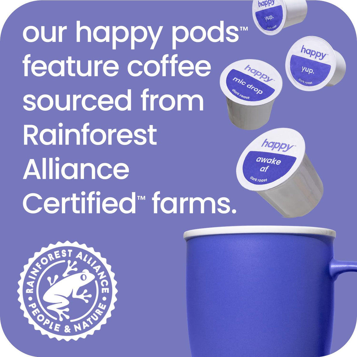 Happy Coffee Dark Roast Coffee Pods, 22 Count