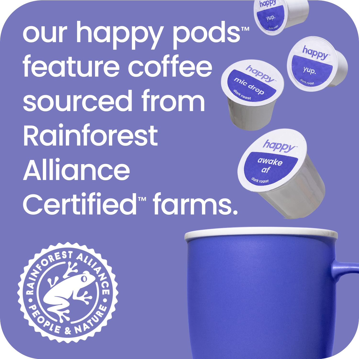 Happy Coffee Dark Roast Coffee Pods, 22 Count