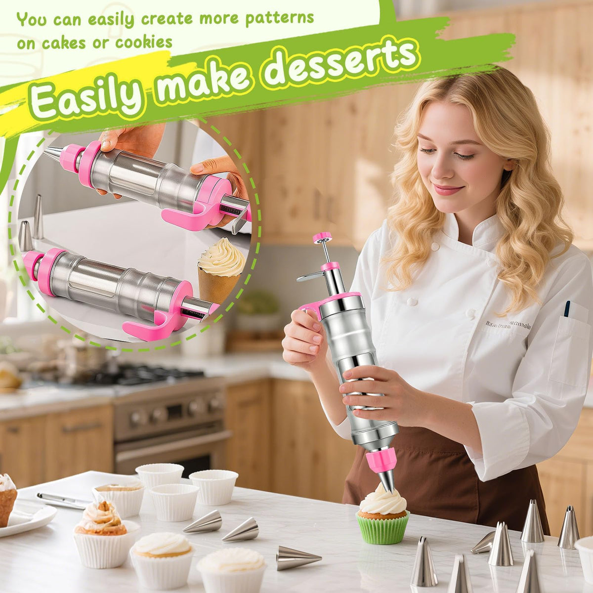 NOVANO Dessert Decorating Syringe Set, Frosting Piping Kit