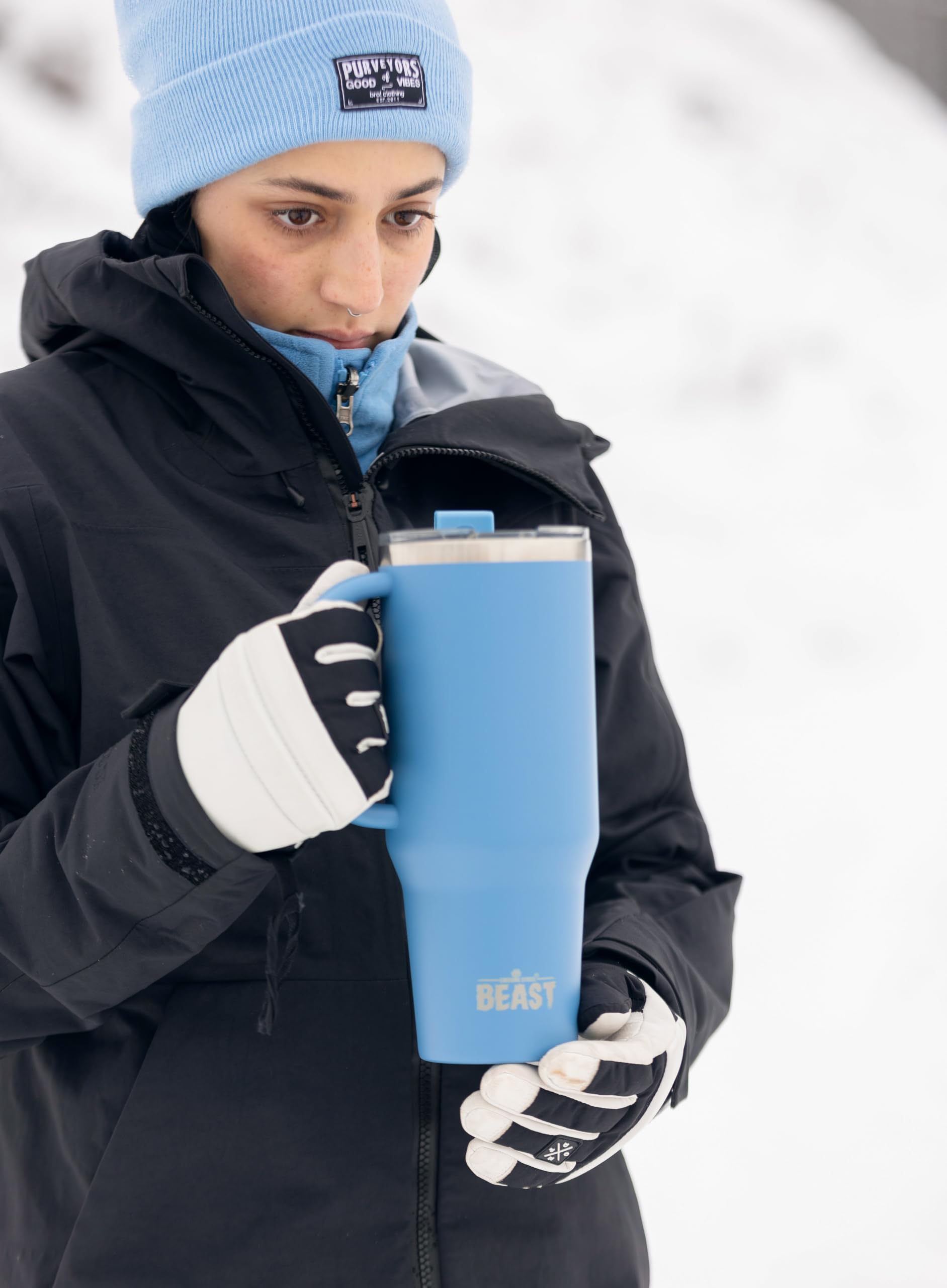Beast 42 oz Tumbler Stainless Steel Vacuum Insulated Coffee Ice Cup Double Wall Travel Flask (Stormy Sky Blue)
