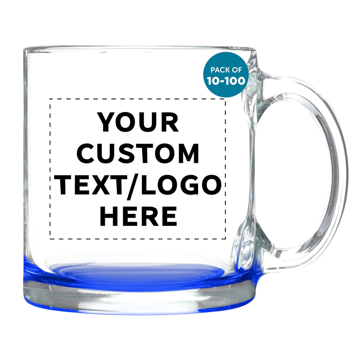 DISCOUNT PROMOS Clear Glass Coffee Mugs 13 oz. Set of 10, Bulk Pack - Perfect for Coffee, Tea, Espresso, Hot Cocoa, Other Beverages - Red Bottom