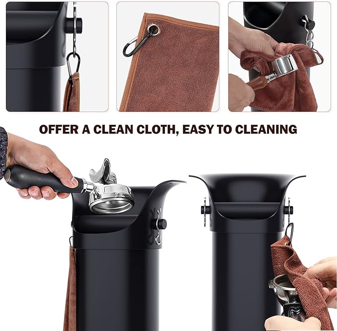 Knock Box for Espresso Grounds, Home and Commercial Use Knockbox with Removable Non-Slip Base & Barista Towel, Espresso Knock Box, Coffee Grind Collection Dump Bin, Extra Large