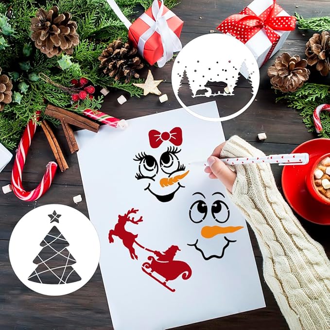 Christmas Stencils for Crafts Reusable 3" Small Holiday Stencils