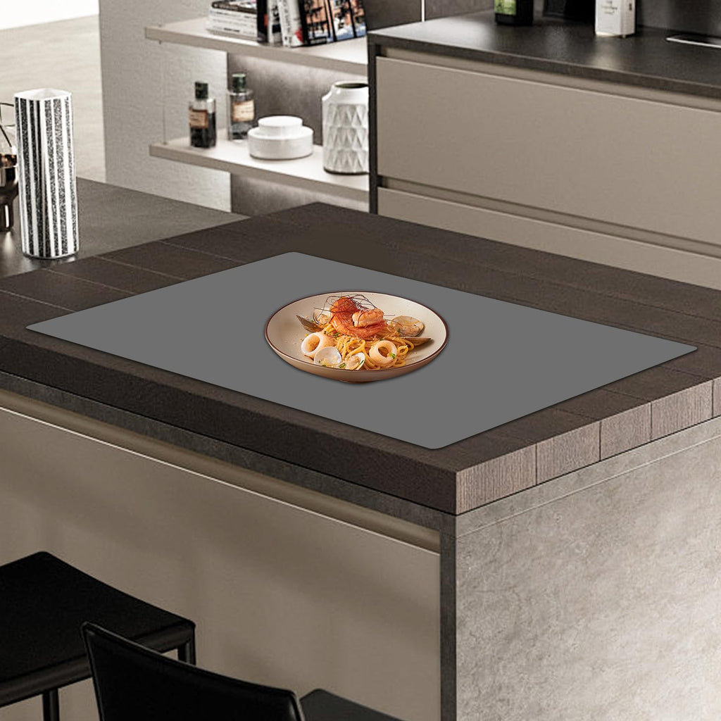 47.2"x23.6"(120cmx60cm) Large Silicone Mat for Kitchen Counter, Non-Slip Heat Resistant Countertop Protector, Waterproof Multipurpose Mat for Kitchen Island, Light Gray