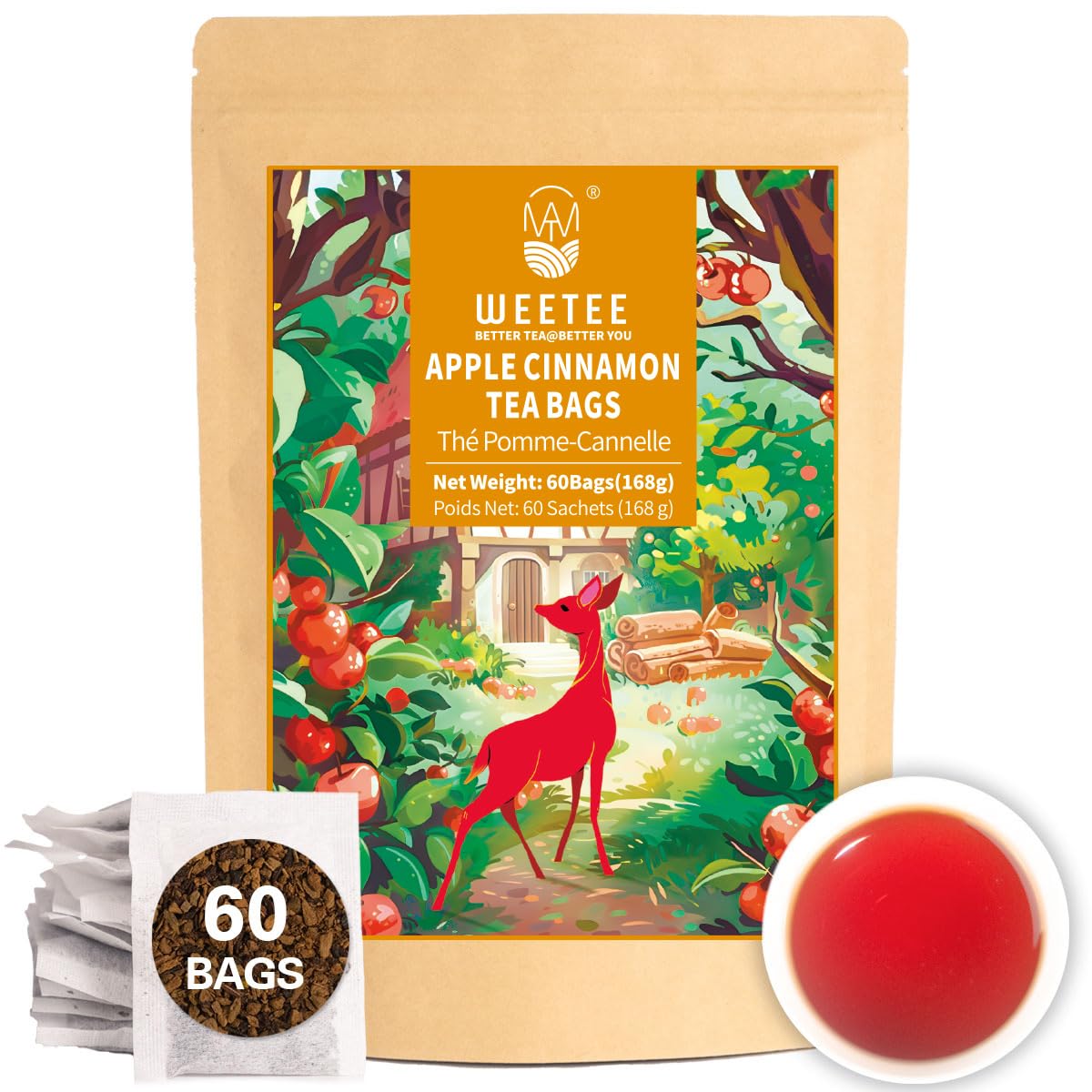 WT WEETEE Chamomile Lavender Tea Bags 100ct, Caffeine-free Tea for Bedtime