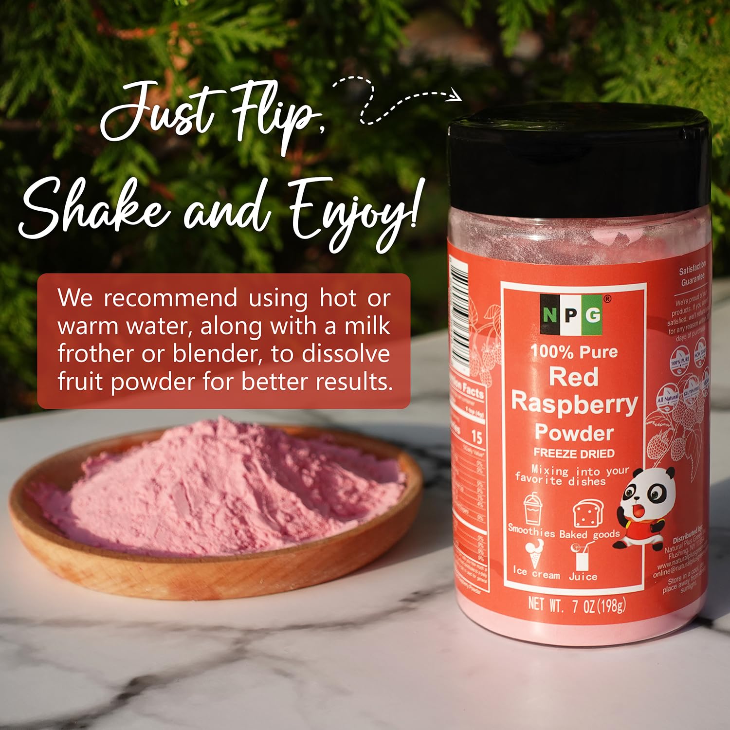 NPG Freeze Dried Red Raspberry Juice Powder 7 oz, Seedless Superfood Powder