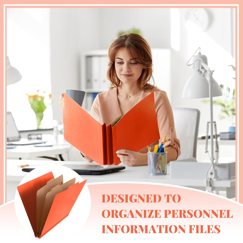 Skyygemm 60 Pcs Classification Folders Letter Size, 2 Divider Pressboard File Folders with 3. 5 Inch Expansion, 2 Prongs Fastener, Heavy Duty Office File Organizers for Teachers, Medical (Orange)