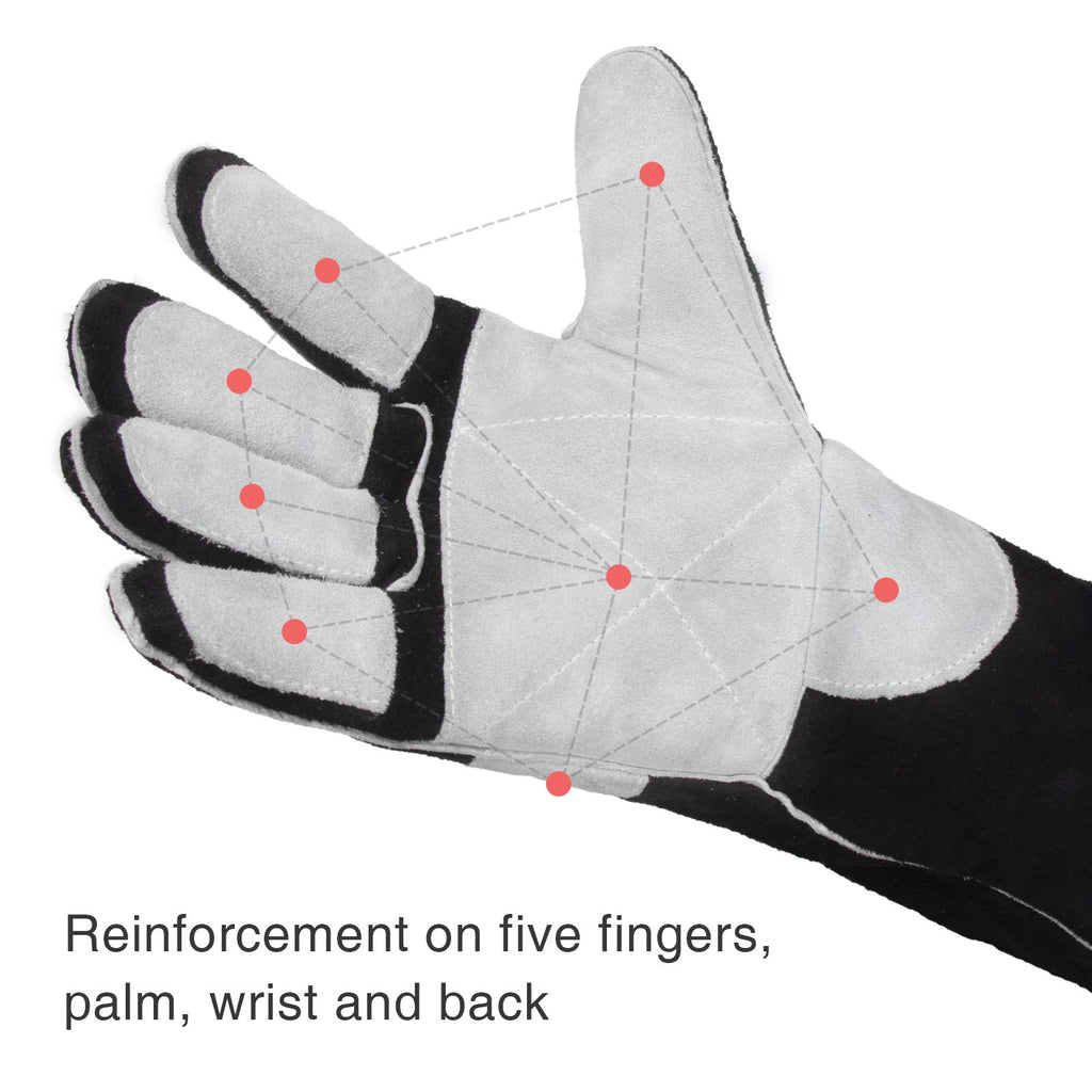 YESWELDER 16 Inches 932℉ Leather Forge MIG Welding Gloves
