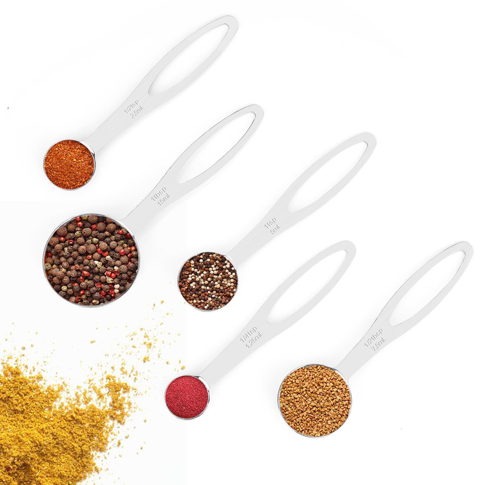 5pcs Measuring Spoon Set, Heavy Duty Stainless Steel