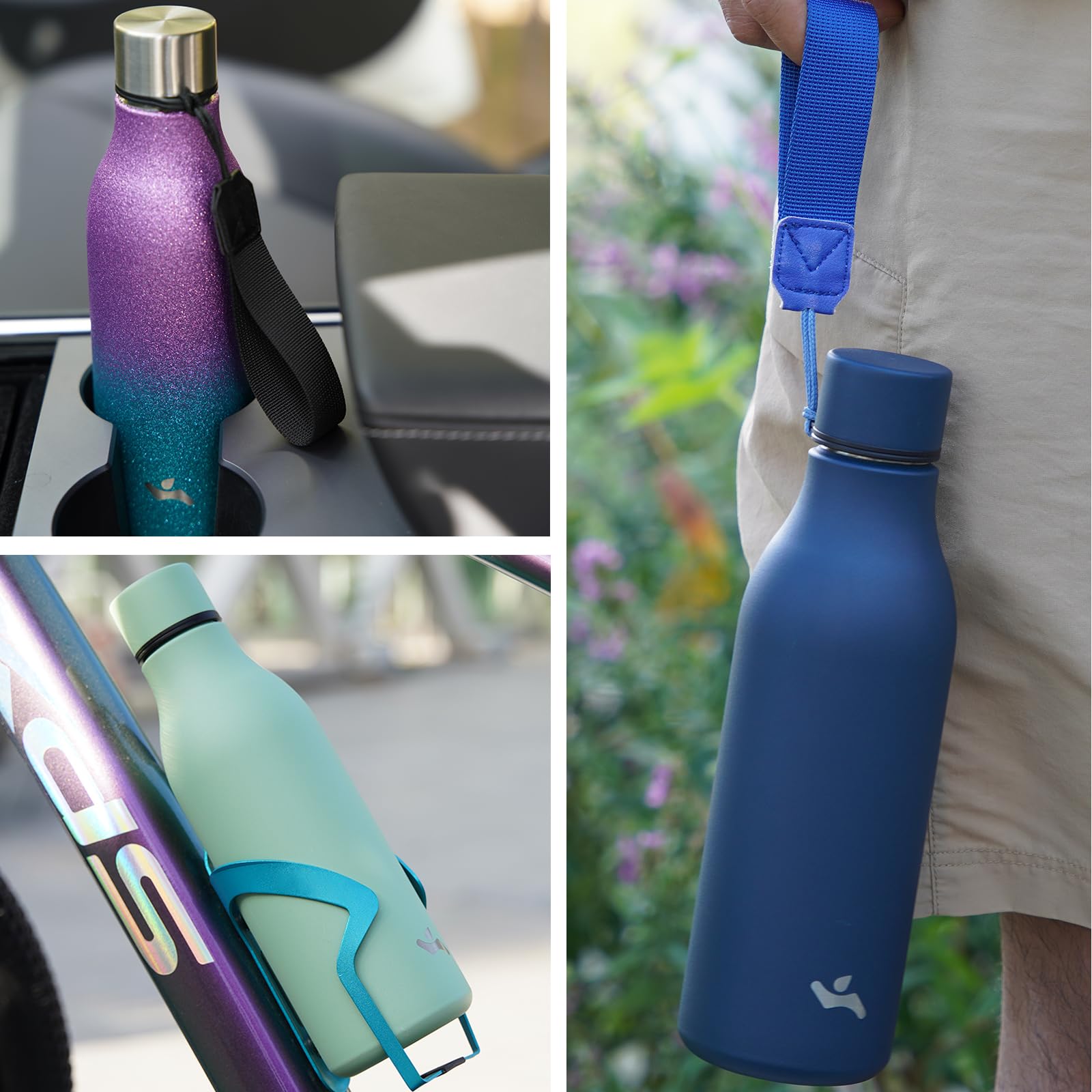 Konokyo 18 oz Insulated Stainless Steel Metal Water Bottle with Strap