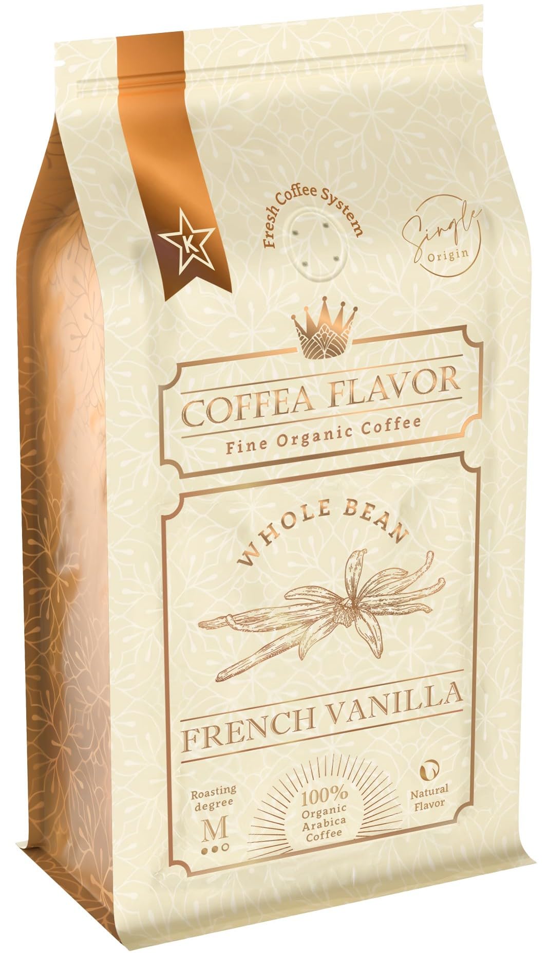 Organic Whole Bean Coffee Medium Roast (16oz) - French Vanilla Flavored