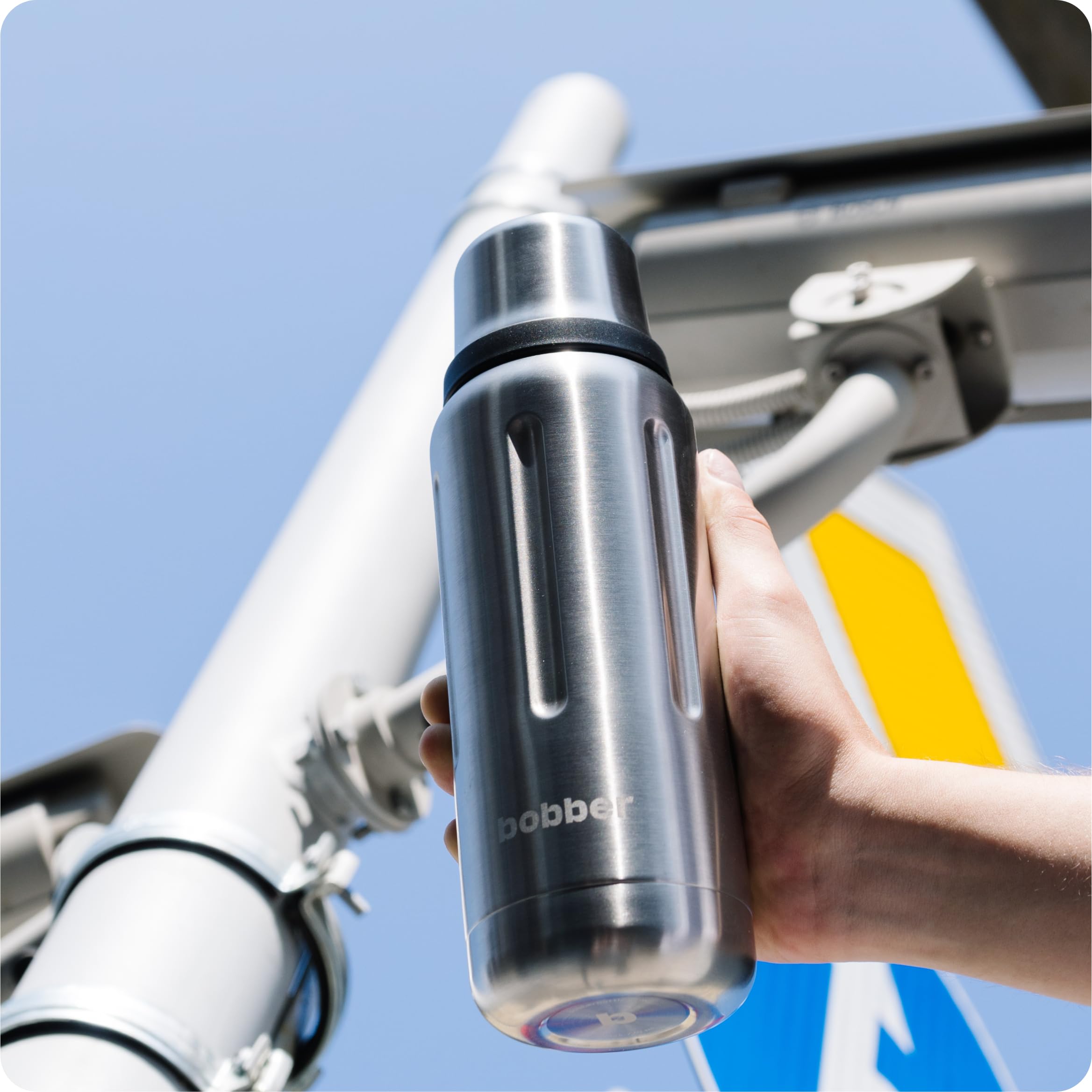 BOBBER 26 oz Stainless Steel Travel Thermo Flask for Hot Drinks – Dishwasher Safe Metal Water Bottle with Cup Lid for Men, Hiking – Keeps Hot for 36 Hours – BPA-Free, Vacuum Insulated (Matte)