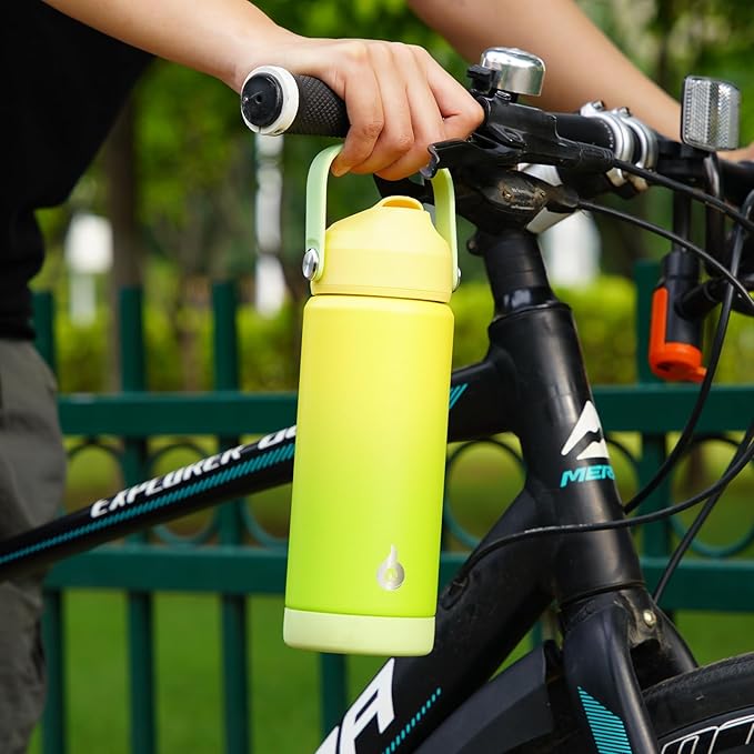 BJPKPK Water Bottle with Straw Lid, 24oz Vacuum Insulated Water Bottles, Metal Stainless Steel Thermos for Sports, Travel, BPA Free Leak Proof Thermos, Cups, Flasks, Tumblers,Sea Salt
