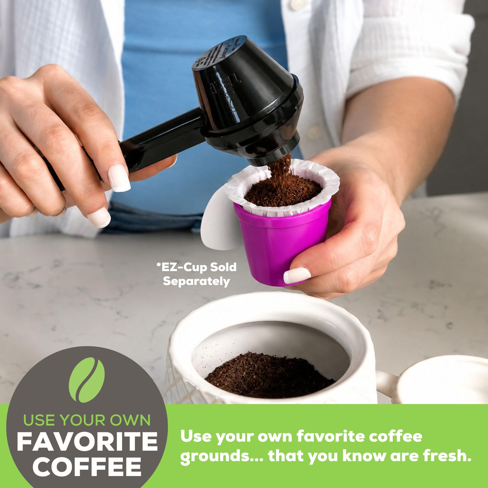Perfect Pod EZ-Cup Paper Filters with Lid for Reusable Coffee Pods, 100 Ct