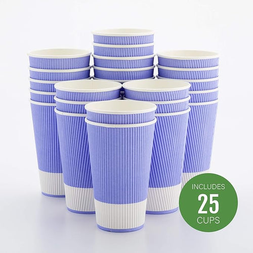 16 oz Light Purple Paper Coffee Cup - Ripple Wall