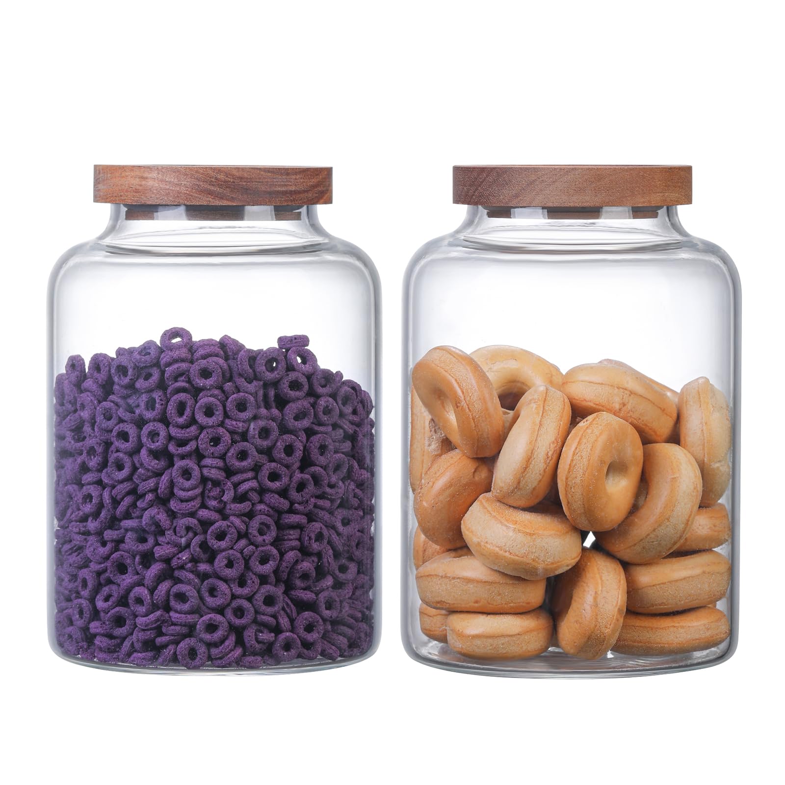 OULOVECO Large Glass Jar with Lid Set of 2, Glass Sugar Containers Kitchen Canisters Pantry Glass Food Storage Container for Candy Coffee Bean Cereal Flour Cookies (67oz(2000ml)-2 pack)