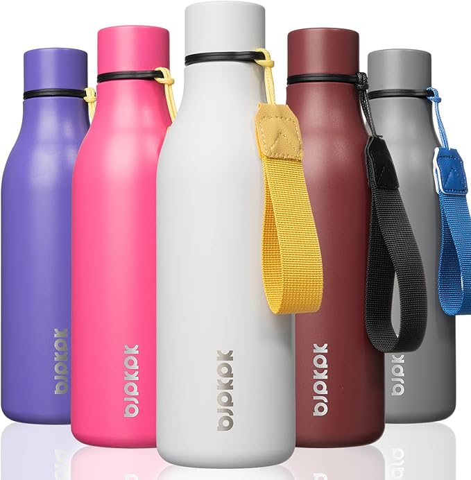 BJPKPK 18oz Insulated Water Bottle, Stainless Steel Bottle with Carry Strap