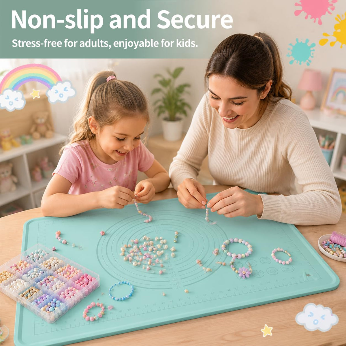 SKEAP Silicone Mat for Arts and Crafts –Non-Slip, Non-Stick Craft Mat