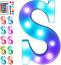 Foaky Colorful LED Letter Lights with Remote,Marquee Light Up Letters Sign for Night Light Wedding/Birthday Party Battery Powered Christmas Lamp Home Bar Decoration(S)
