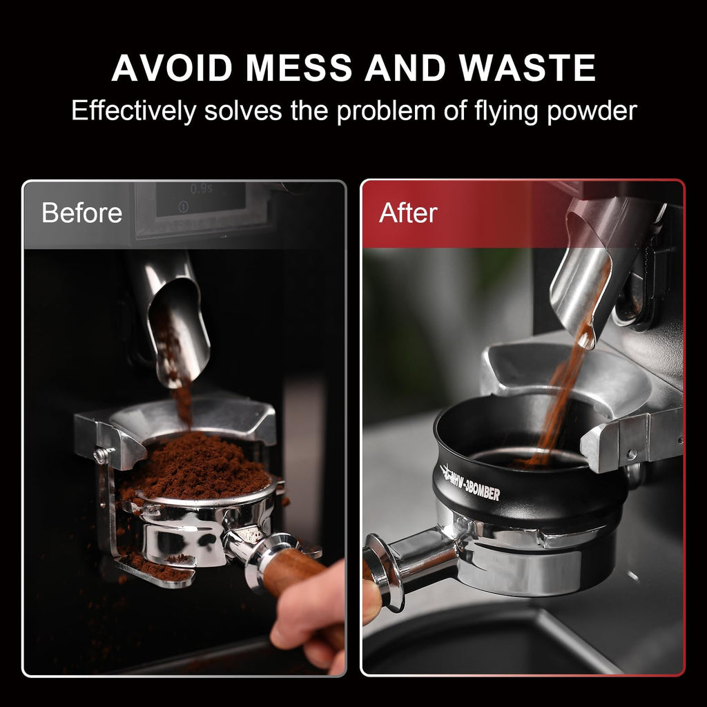 MHW-3BOMBER 51mm Espresso Dosing Funnel Compatible with 51mm Delonghi Decica Portafilter Magnetic Coffee Dosing Ring Portafilter Funnel Barista Tools DR5548B-OS