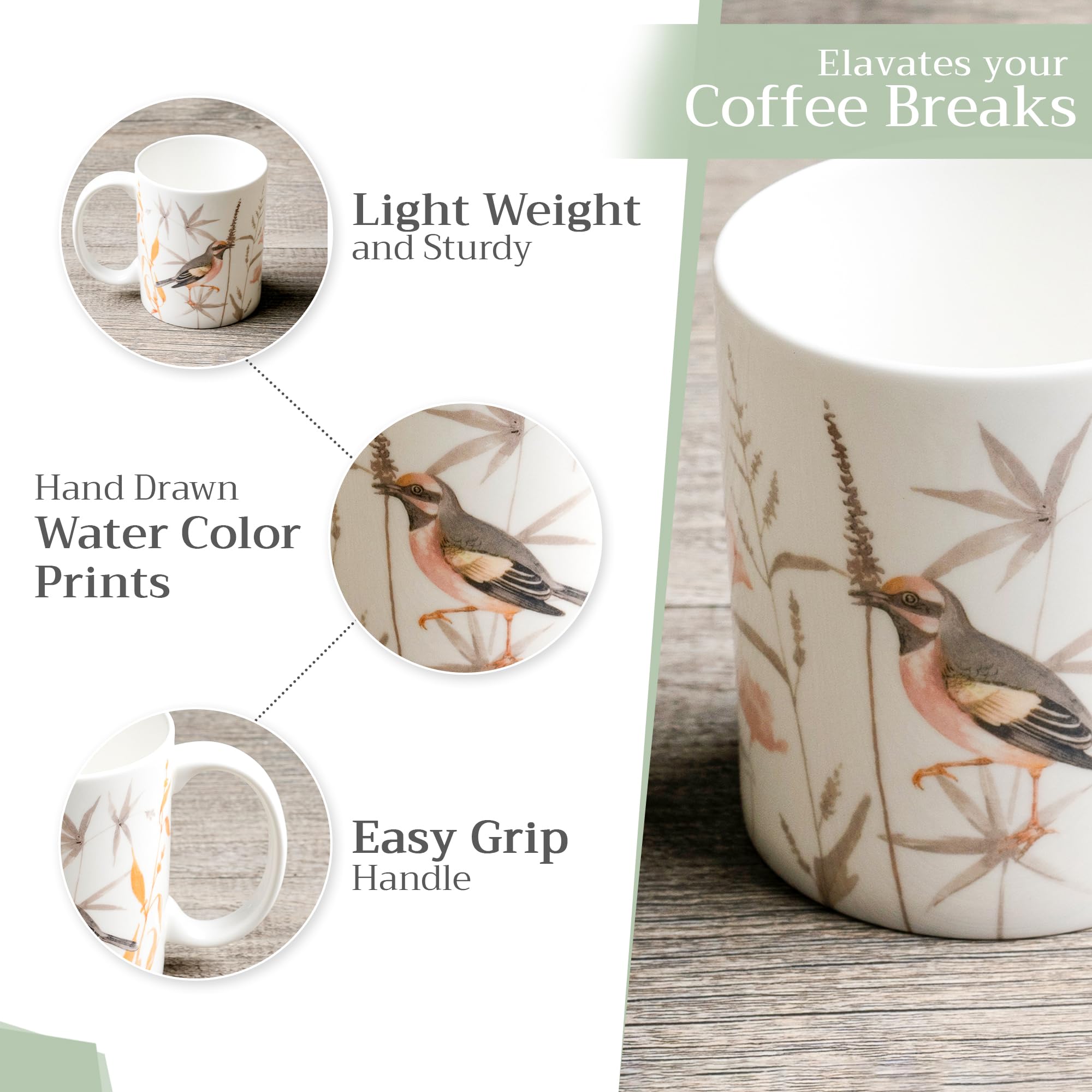 Maison d' Hermine Coffee Mug with Handles Tea Cups (15 Ounce, Pack of 2)