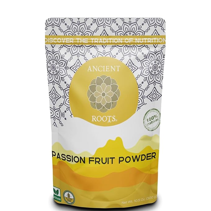 Ancient Roots Passion Fruit Powder- All-Natural Food Coloring, Filled with Antioxidants, Vitamin C, and Fiber, 75 Servings (10.5 ounces)