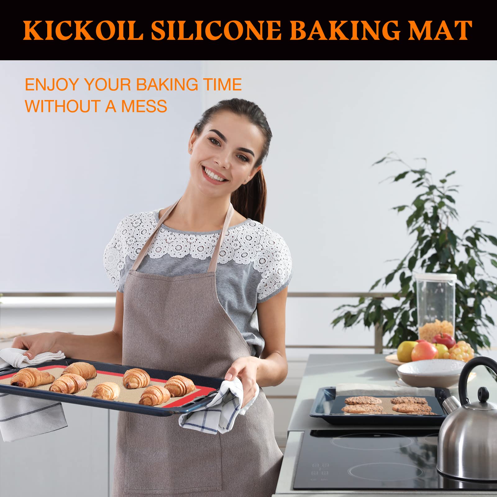 Silicone Baking Mats Set of 3, Non-Stick Reusable BPA-Free Oven Liners