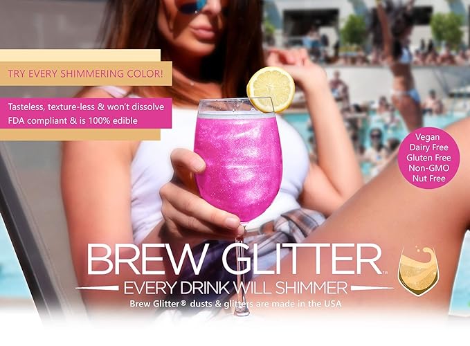 Brew Glitter - Light Purple (45g Shaker 1x Jar) | Color Changing Edible Glitter for Drinks, Cocktails, Beer, Garnish & Beverages