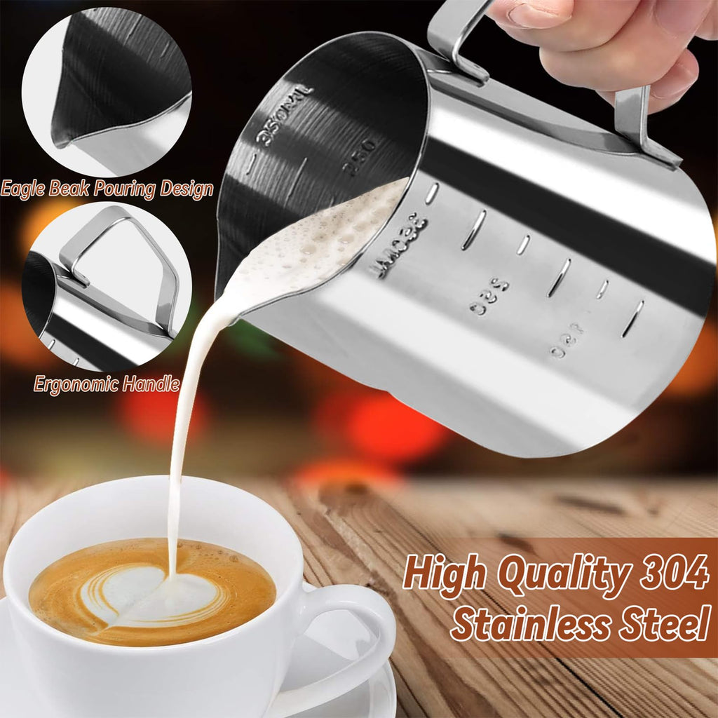 22Pcs Espresso Accessories, 51mm Espresso Tamper Kit, Espresso Machine Accessories Set with Coffee Tamper, WDT Tool, Tamper Mat, Coffee Stirrer, Frothing Pitcher, Latte Art Pen, 16 Coffee Stencils