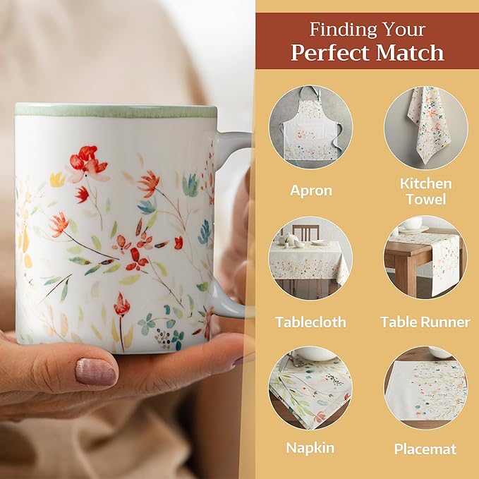 Maison d' Hermine Coffee Mug with Handles Fine Bone China Mugs Pack of One Tea Cups for Hot Beverages Cappuccino Latte Home Restaurant Office Perfect for Gift (Colmar - Green, 15 Ounce)