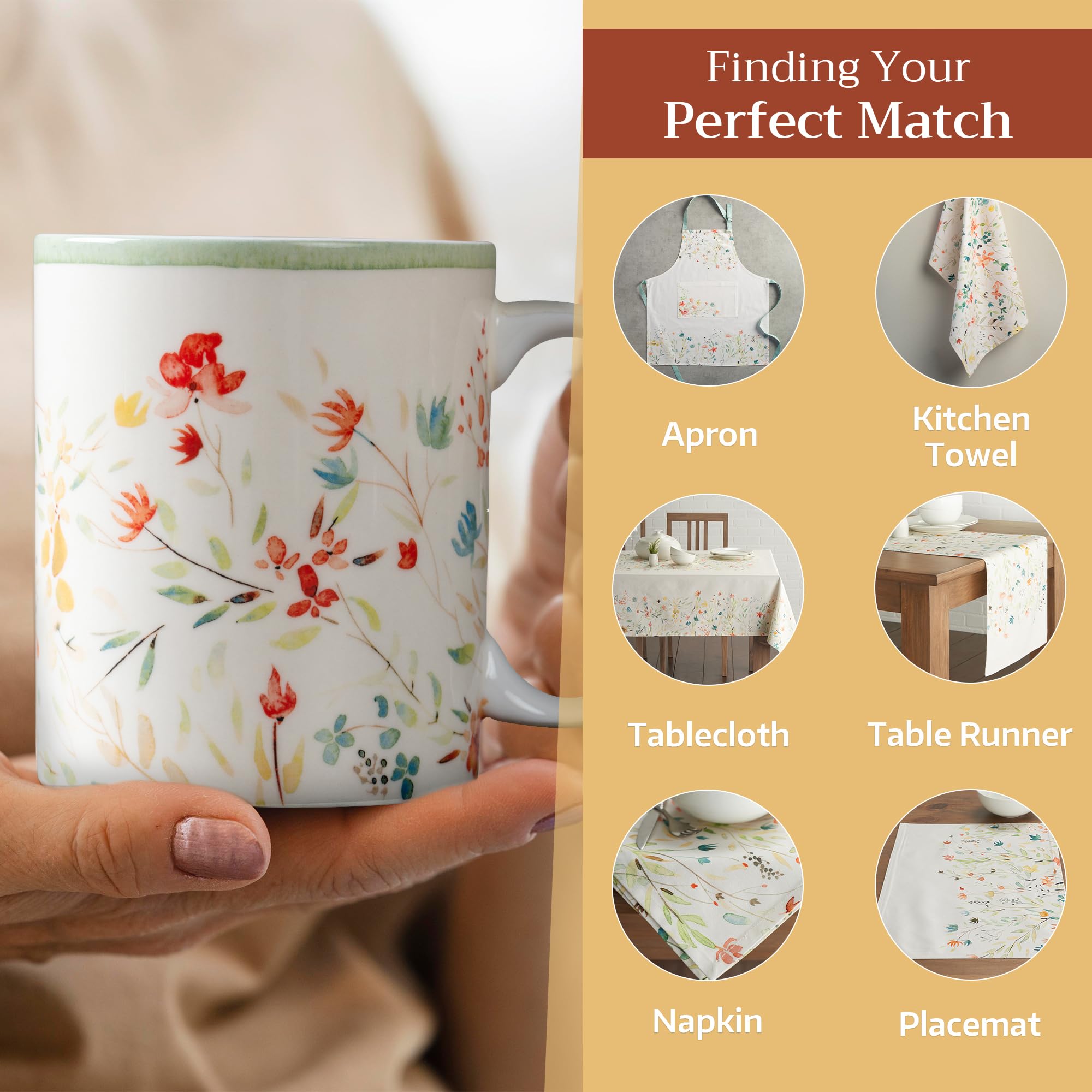 Maison d' Hermine Coffee Mug with Handles Tea Cups (12 Ounce, Pack of 1)